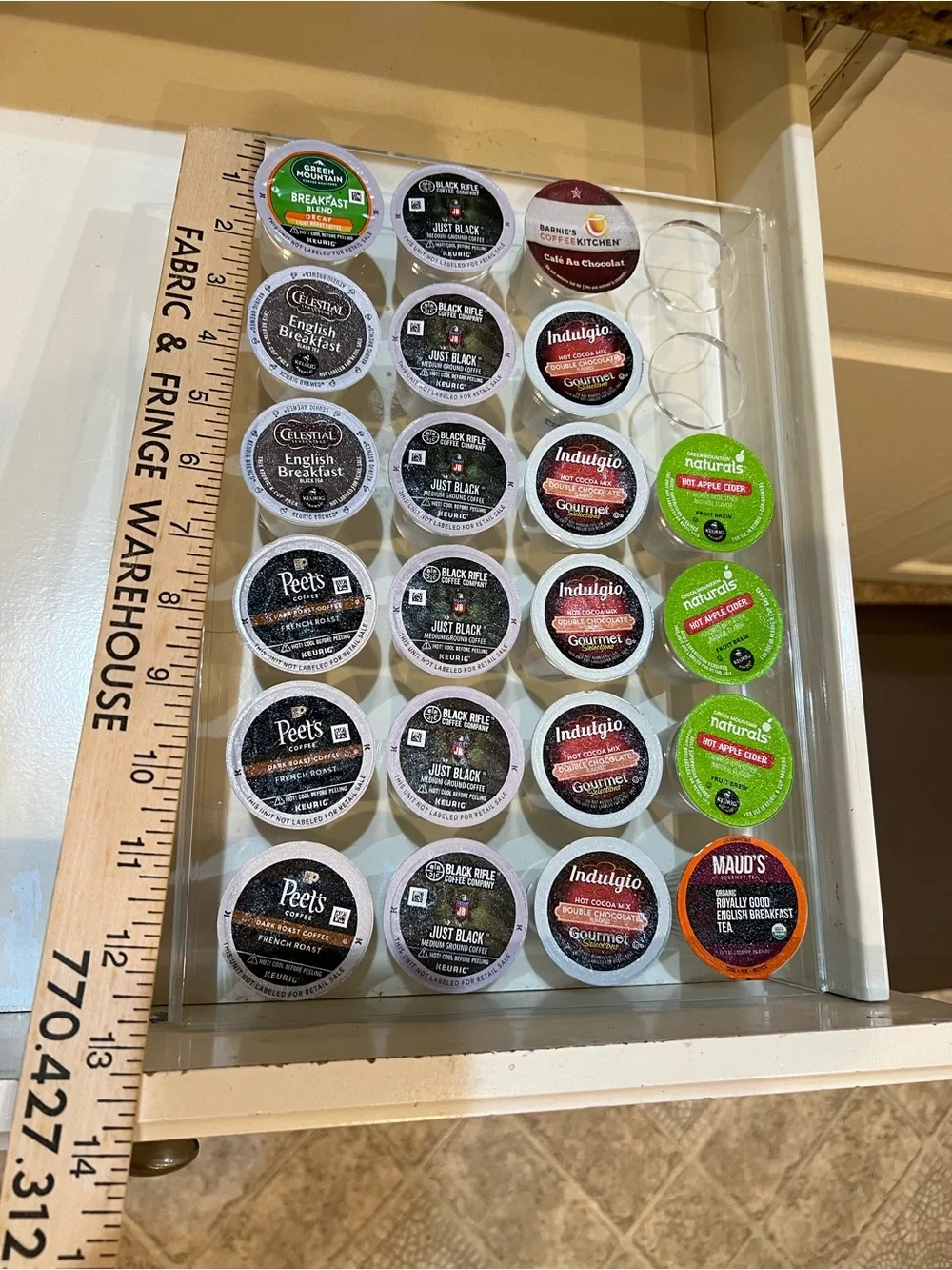 24-Slot Flat Acrylic Coffee Pod Holder (pods not included)